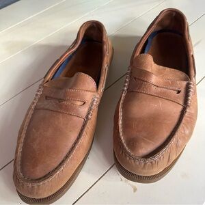 SPERRY Tan Leather Penny Loafers with Moccasin Stitching•Size 13